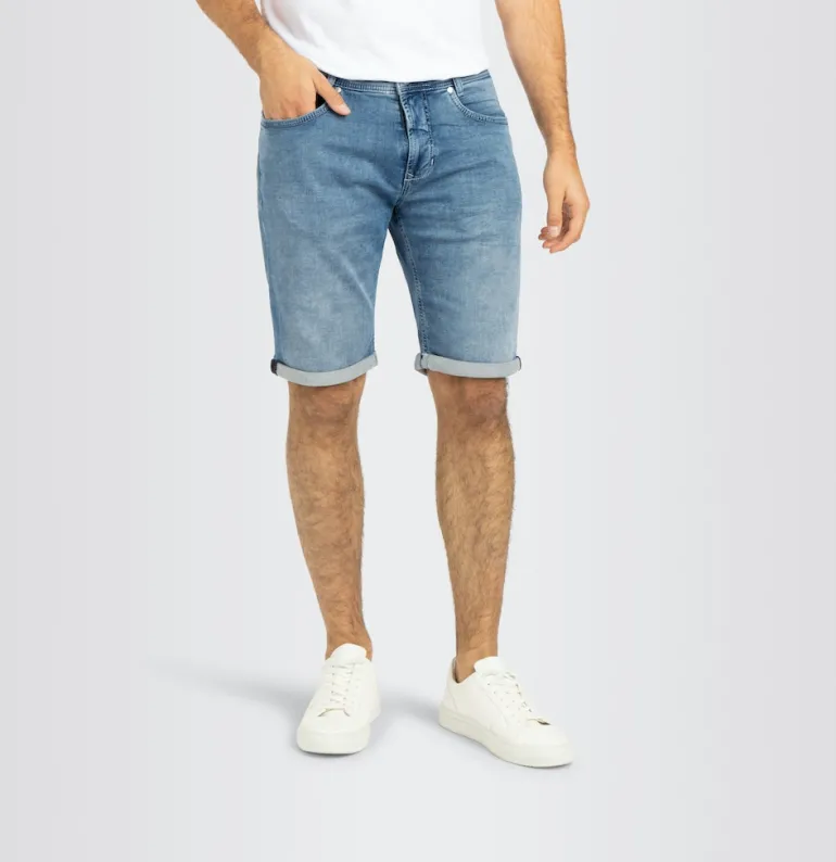MAC JEANS - Jogn Bermuda, Light Sweat Denim blau4