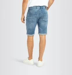 MAC JEANS - Jogn Bermuda, Light Sweat Denim blau4