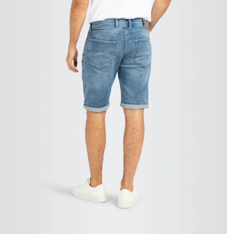 MAC JEANS - Jogn Bermuda, Light Sweat Denim blau4
