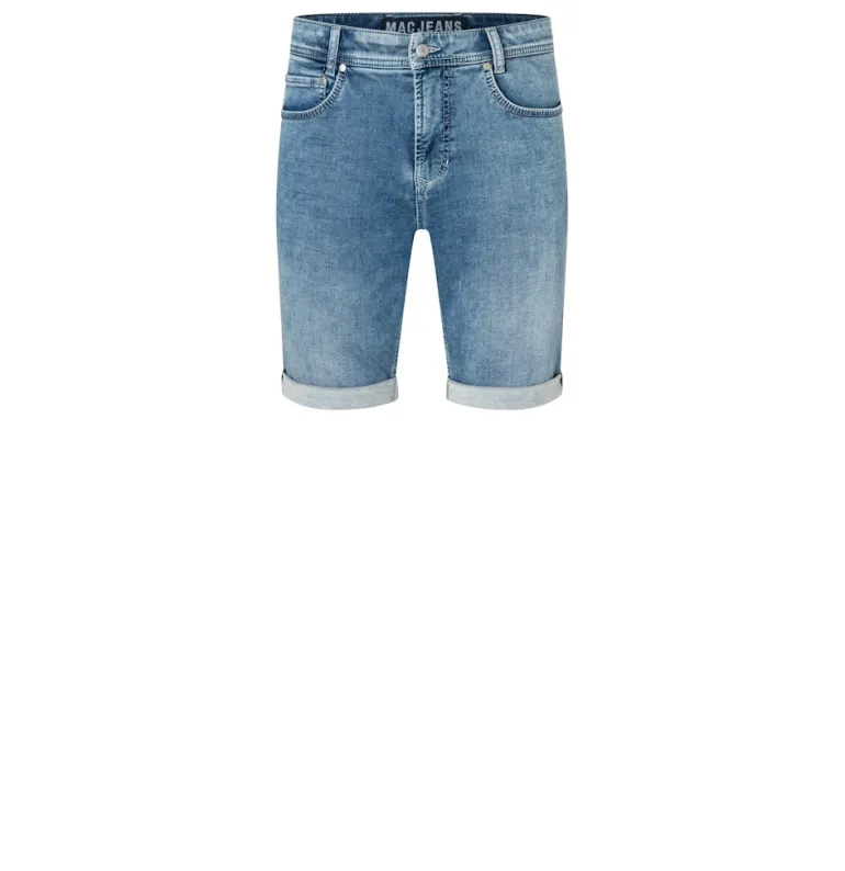 MAC JEANS - Jogn Bermuda, Light Sweat Denim blau4