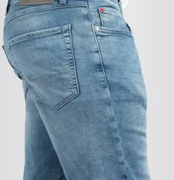 MAC JEANS - Jogn Bermuda, Light Sweat Denim blau4