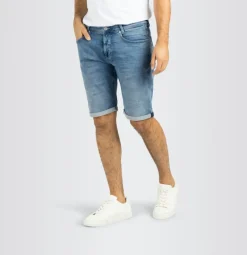 MAC JEANS - Jogn Bermuda, Light Sweat Denim blau4