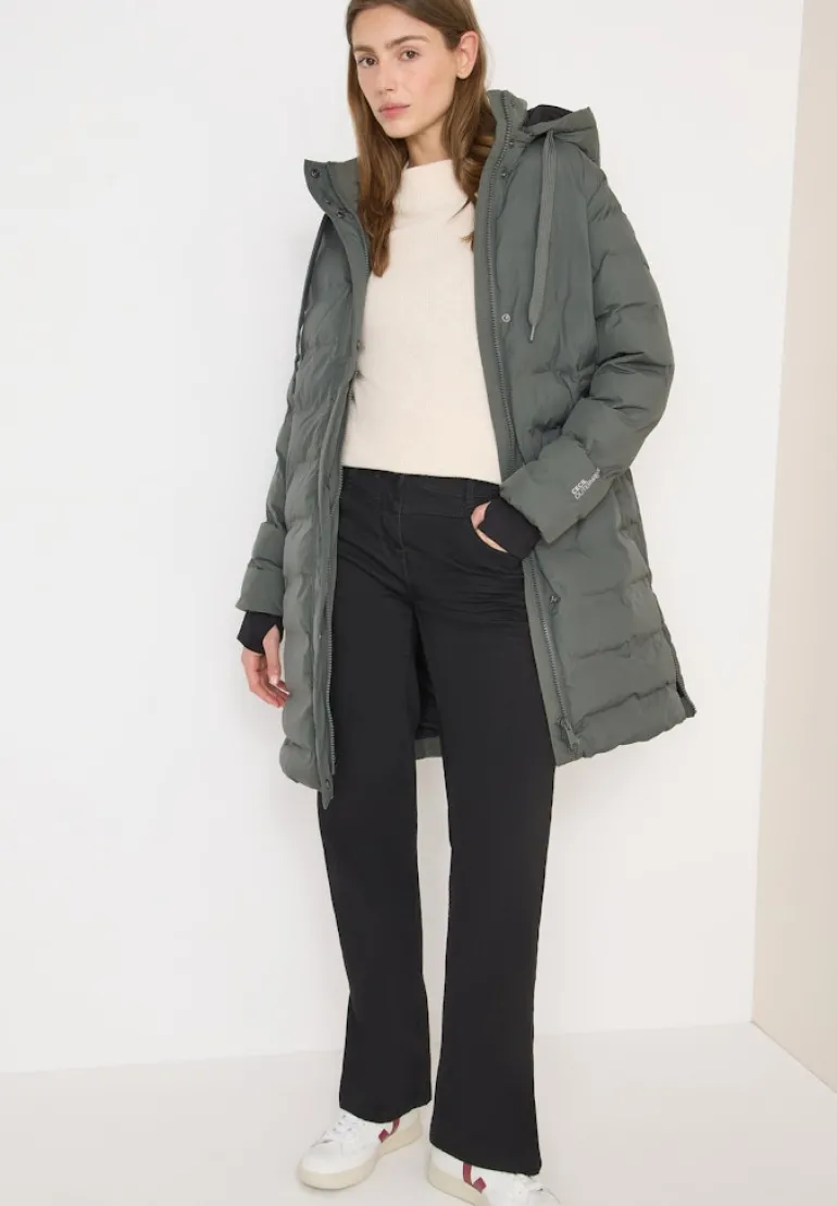 Mantel mit nahtloser Steppung pastel olive