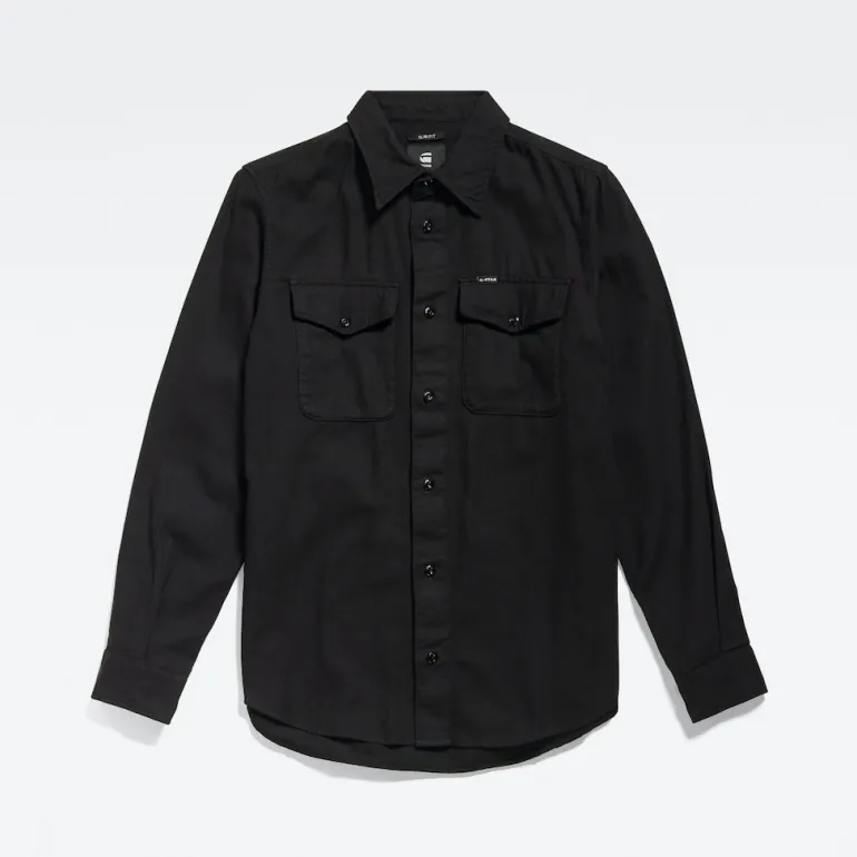 Marine Slim Shirt ls dk black gd