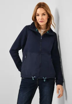 Materialmix Strickjacke deep blue