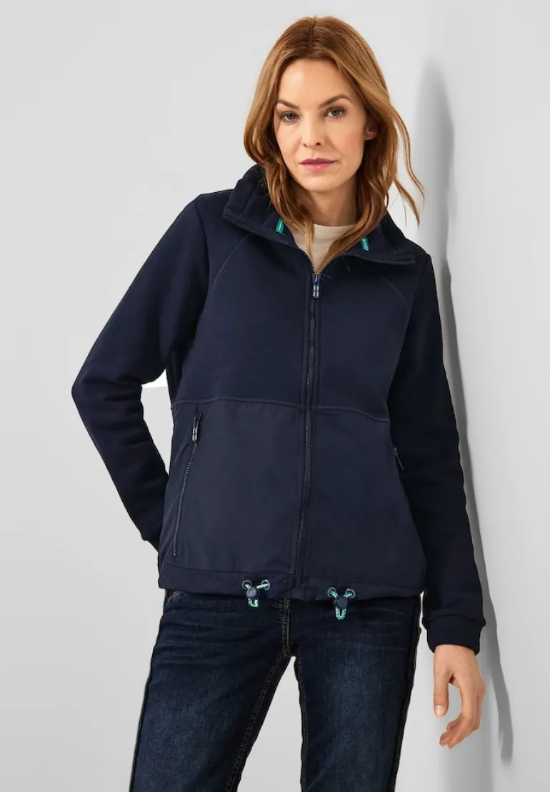 Materialmix Strickjacke deep blue