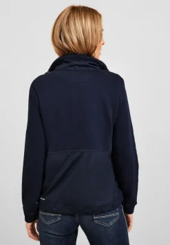Materialmix Strickjacke deep blue