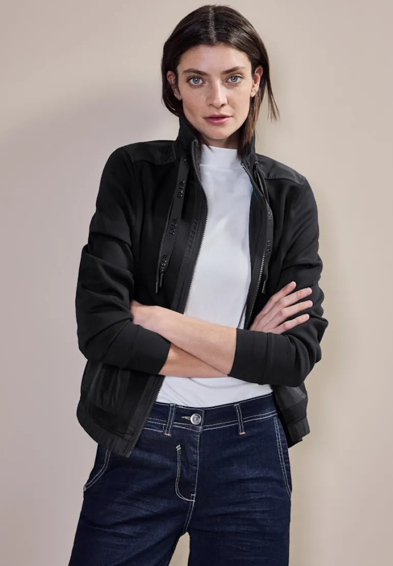 Materialmix Sweatjacke black