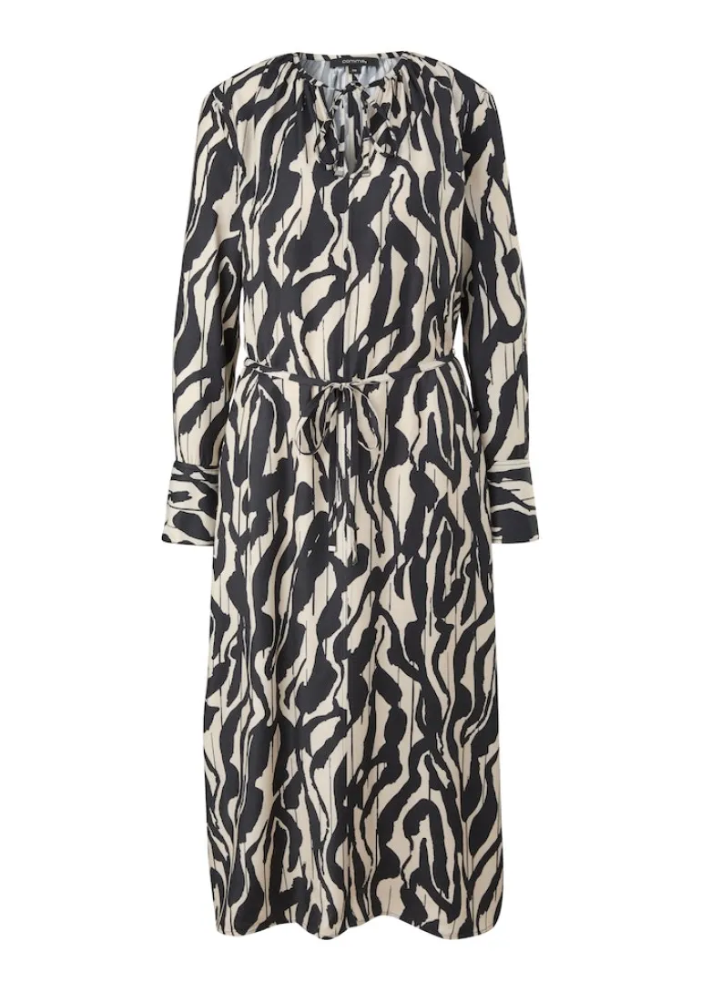 Maxikleid mit Allover-Print creme