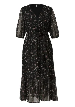 Maxi-Kleid mit All-over-Print schwarz