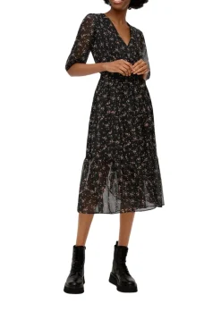 Maxi-Kleid mit All-over-Print schwarz