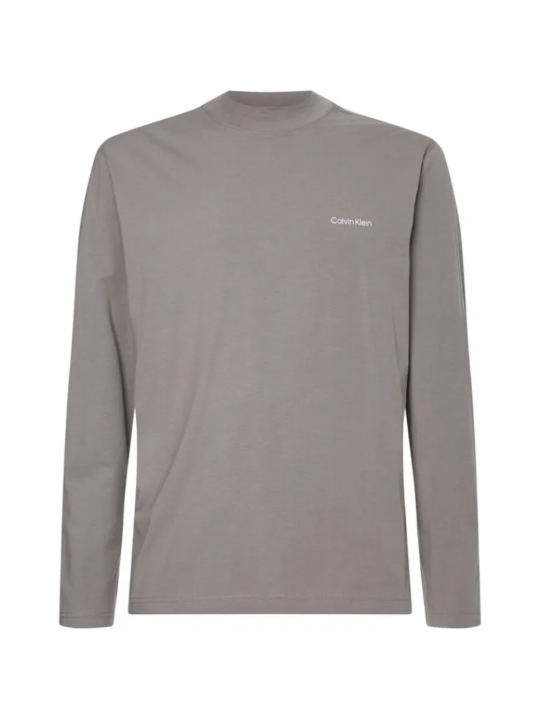 MICRO LOGO LS MOCK NECK T-SHIRT grey asphalt