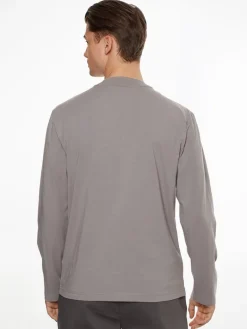 MICRO LOGO LS MOCK NECK T-SHIRT grey asphalt