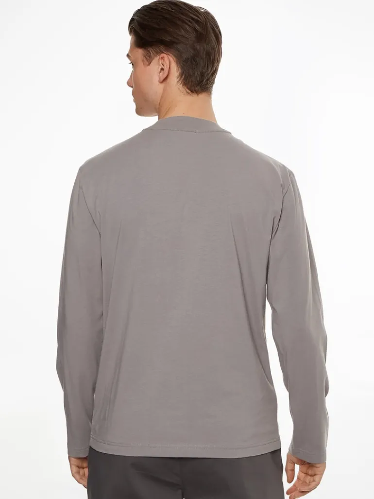 MICRO LOGO LS MOCK NECK T-SHIRT grey asphalt