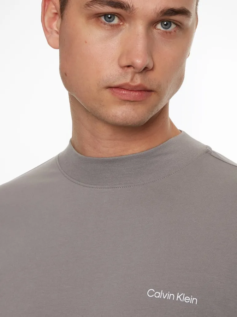 MICRO LOGO LS MOCK NECK T-SHIRT grey asphalt