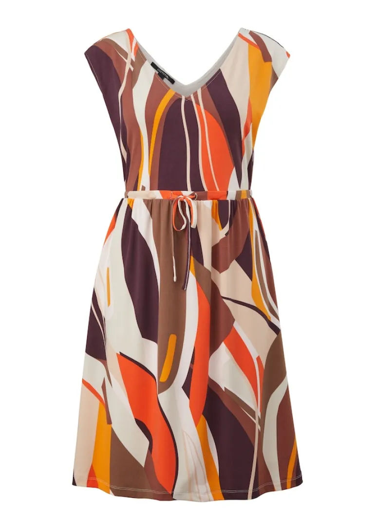 Midikleid mit Allover-Muster braun