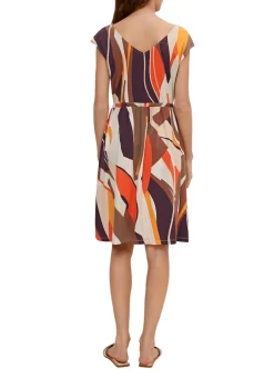 Midikleid mit Allover-Muster braun