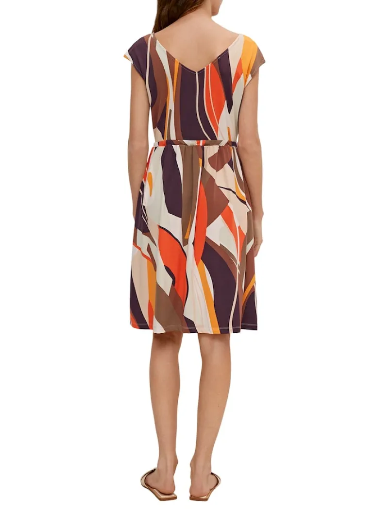 Midikleid mit Allover-Muster braun
