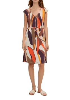 Midikleid mit Allover-Muster braun