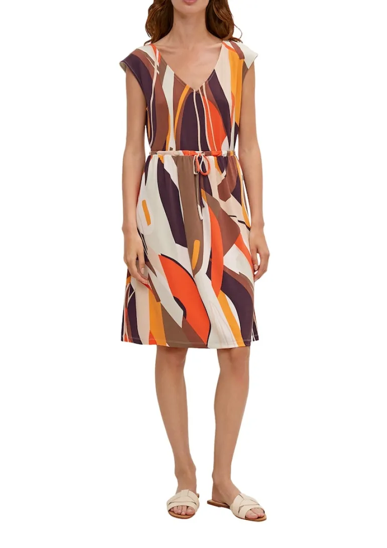 Midikleid mit Allover-Muster braun