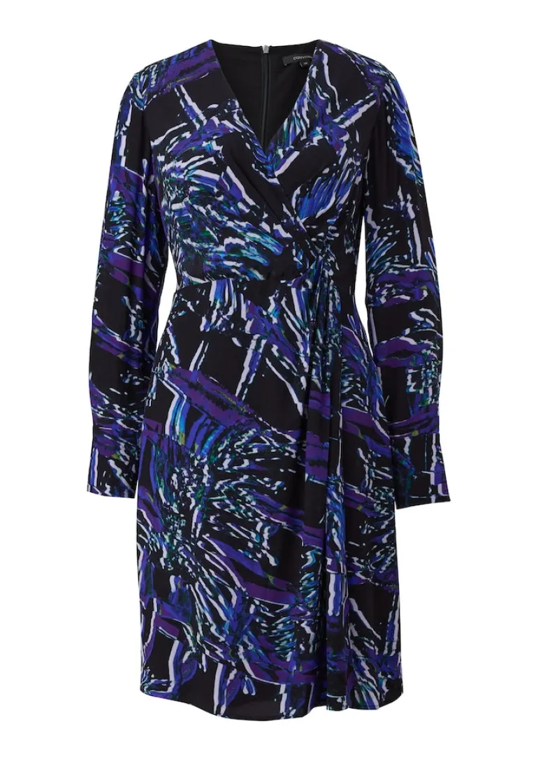 Midikleid mit Allover-Muster schwarz