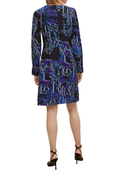 Midikleid mit Allover-Muster schwarz