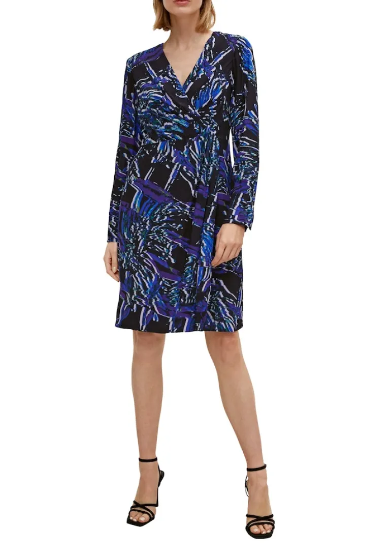 Midikleid mit Allover-Muster schwarz