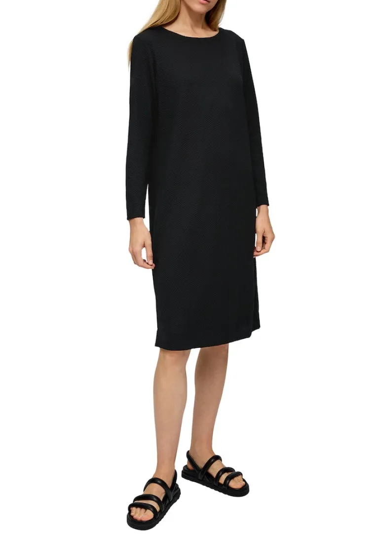 Midikleid mit Struktur schwarz
