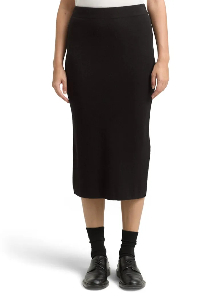 Midi-Rock mit Schlitz deep black