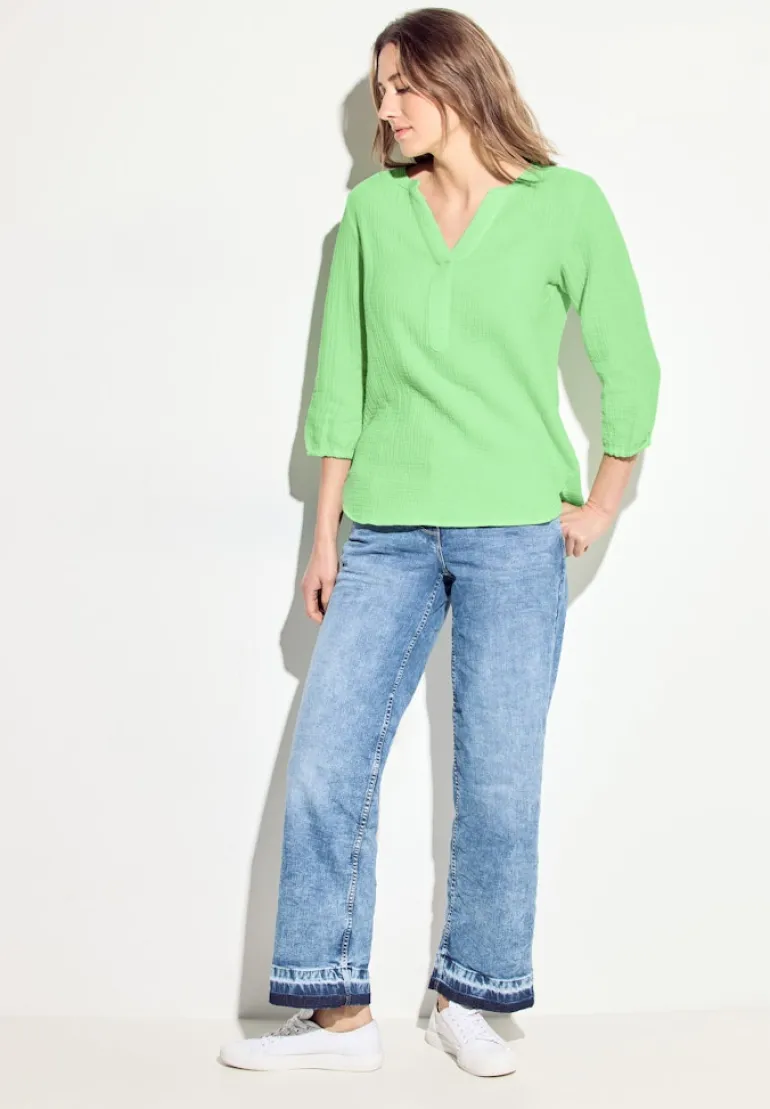 Musselin Bluse matcha lime