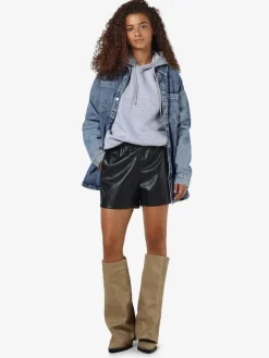 NMANDY PU HW SHORTS WVN NOOS black