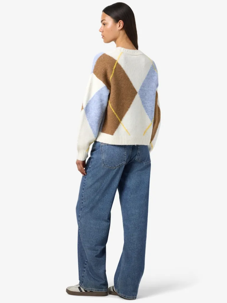 NMARMIE L/S O-NECK ARGYLE KNIT FWD cloud dancer