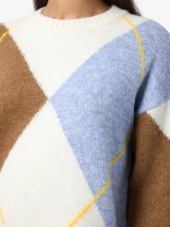 NMARMIE L/S O-NECK ARGYLE KNIT FWD cloud dancer