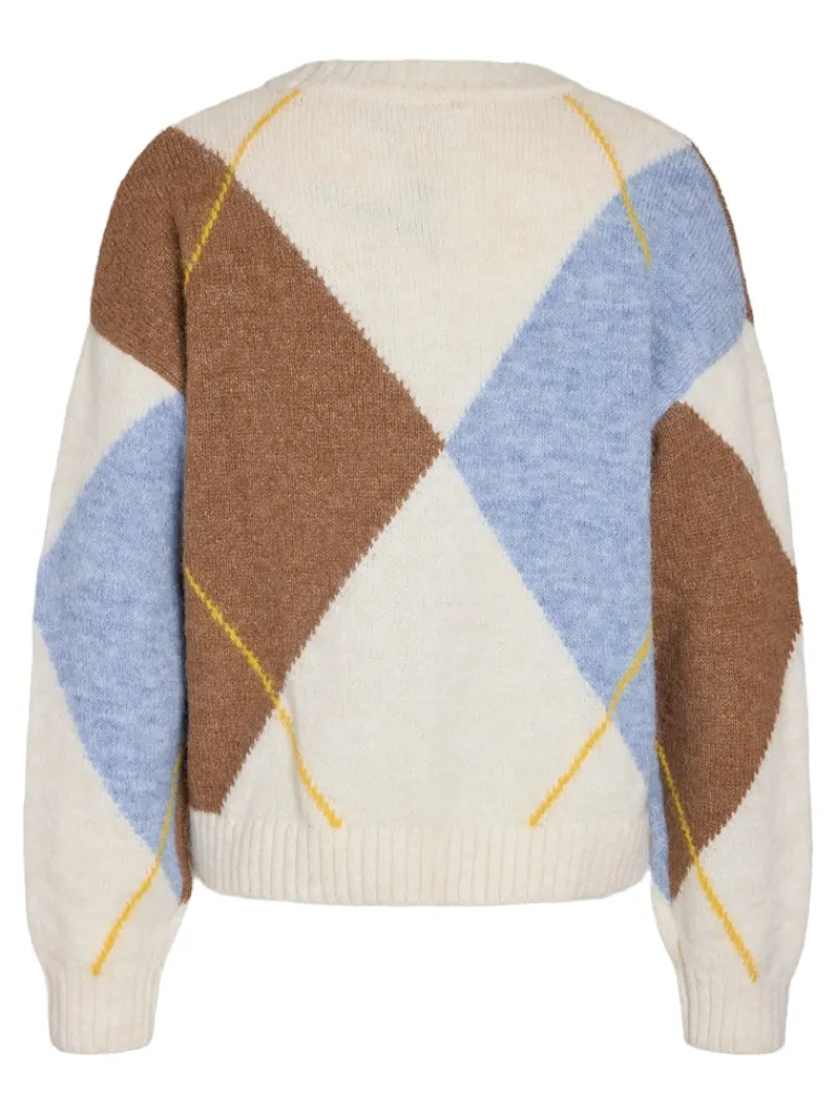 NMARMIE L/S O-NECK ARGYLE KNIT FWD cloud dancer