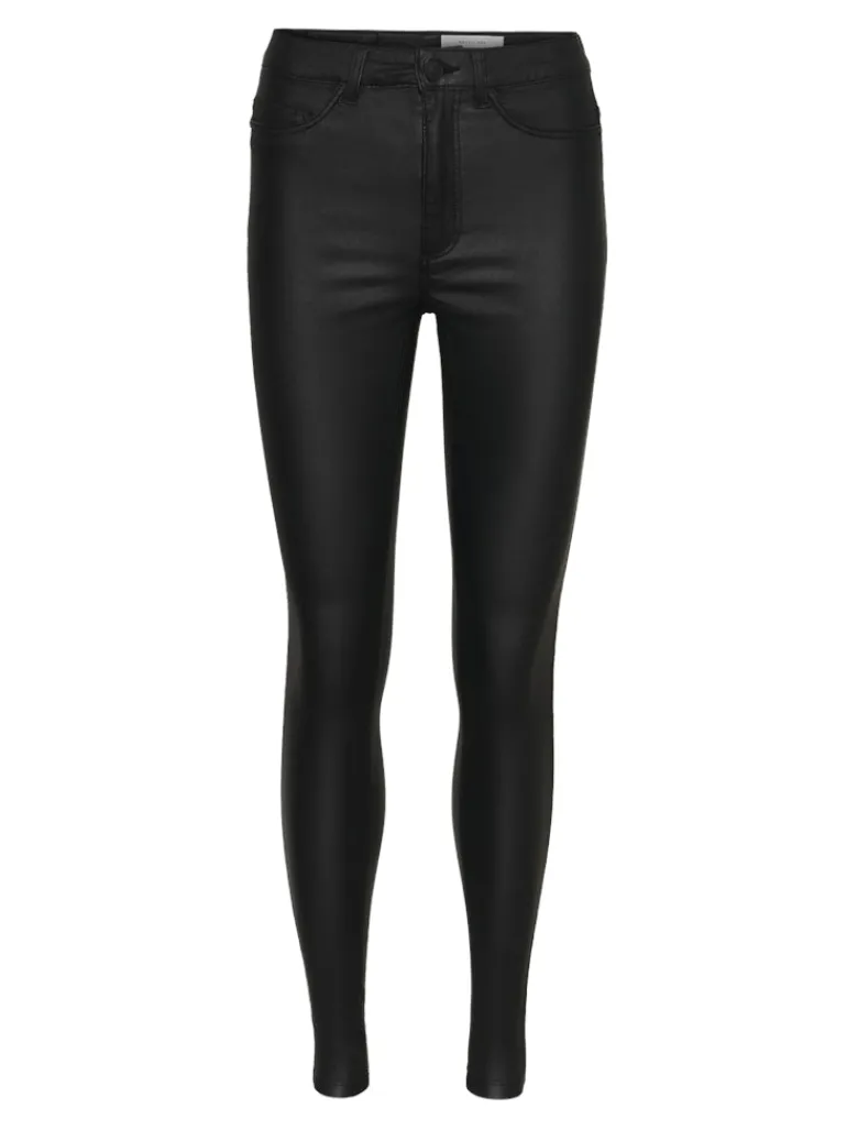 NMCALLIE HW SKINNY COATED PANTS NOOS black