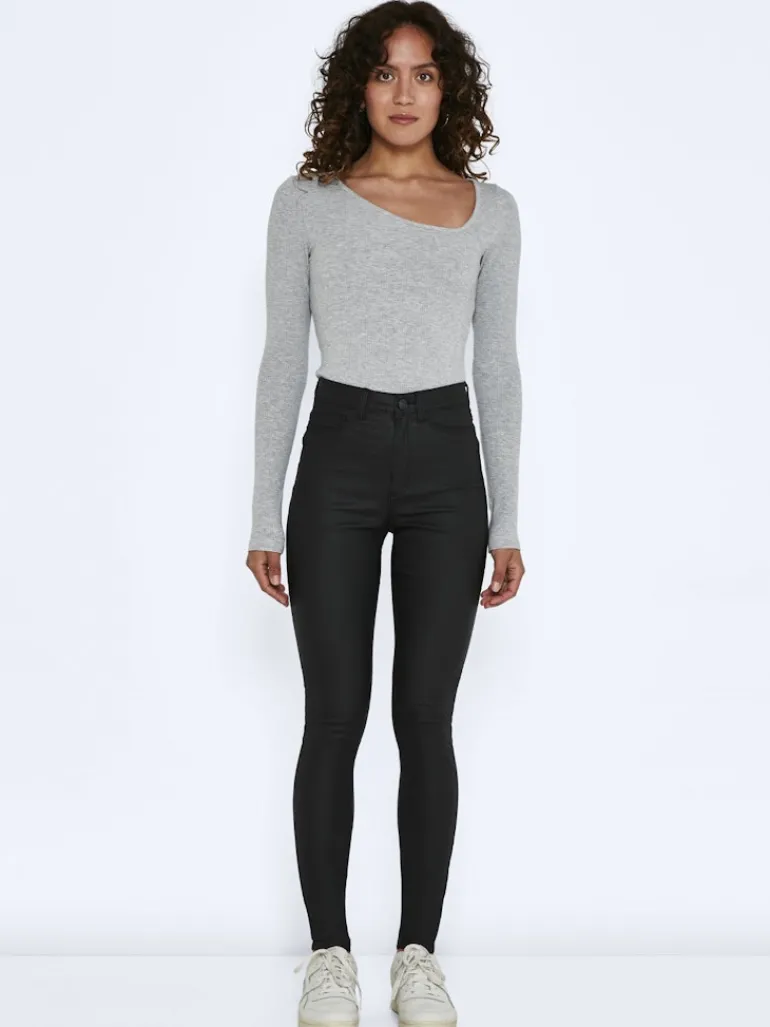 NMCALLIE HW SKINNY COATED PANTS NOOS black