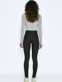 NMCALLIE HW SKINNY COATED PANTS NOOS black