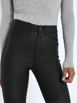 NMCALLIE HW SKINNY COATED PANTS NOOS black