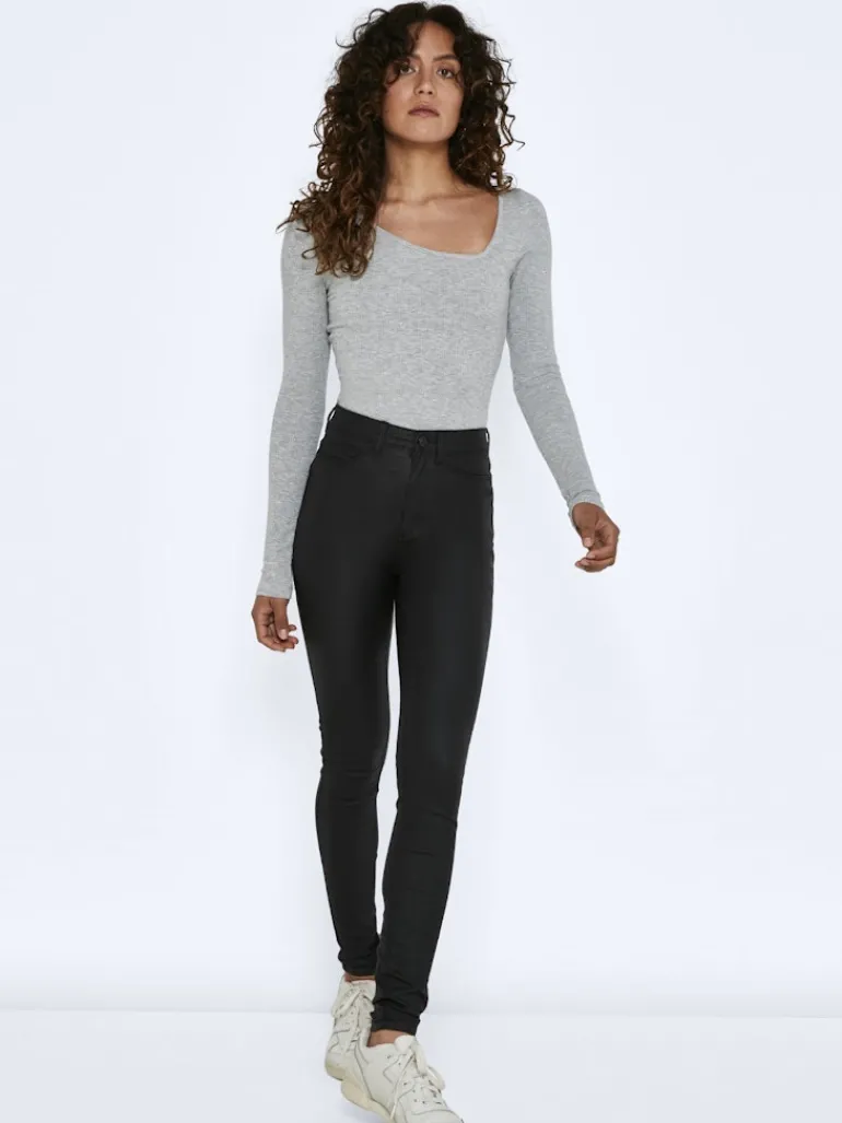 NMCALLIE HW SKINNY COATED PANTS NOOS black