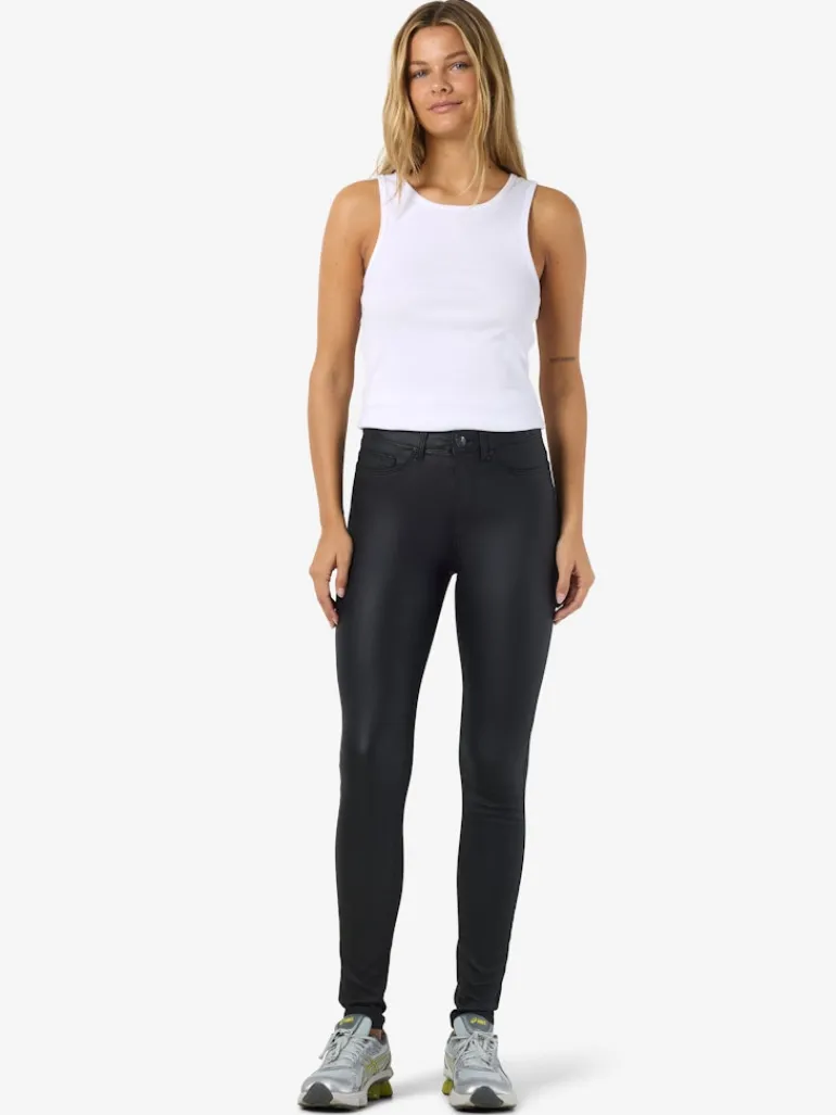 NMCALLIE HW SKINNY COATED PANTS NOOS black