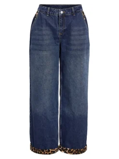 NMCORE NW LEOPATCH WIDE LEG JEAN FO050DB dark blue denim