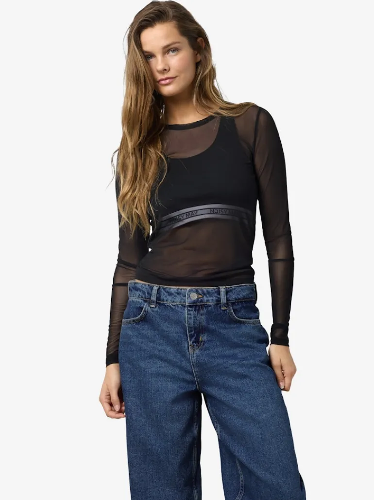 NMJUDITH L/S MESH TOP BG NOOS black