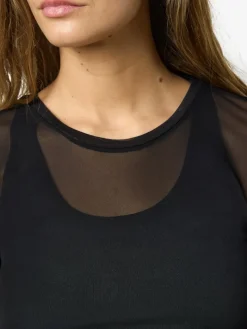 NMJUDITH L/S MESH TOP BG NOOS black