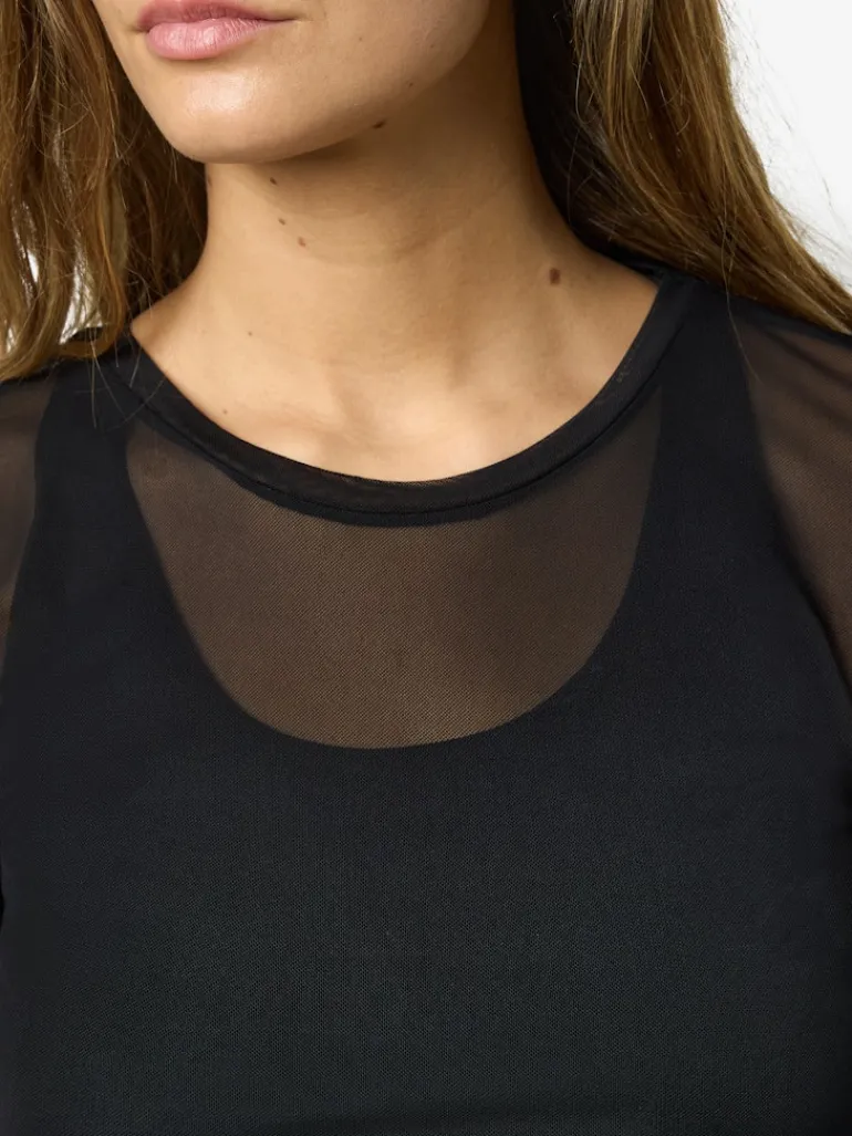 NMJUDITH L/S MESH TOP BG NOOS black