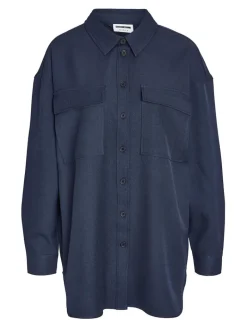 NMLAYTON FLANNY L/S SHACKET WVN navy blazer
