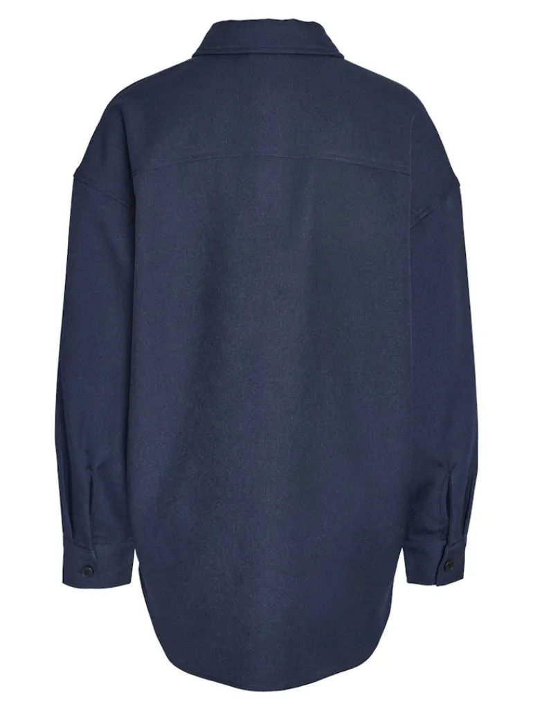 NMLAYTON FLANNY L/S SHACKET WVN navy blazer