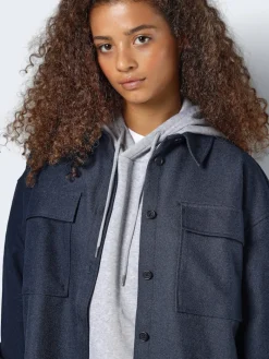 NMLAYTON FLANNY L/S SHACKET WVN navy blazer