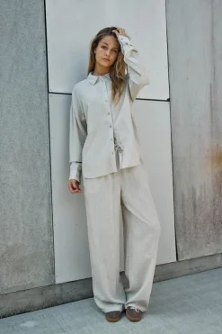 NMLEILANI NW LOOSE PANTS WVN NOOS natural