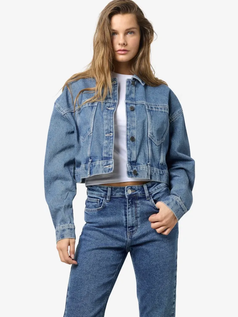 NMRONJA L/S CROP DNM JACKET VI433MB NOOS medium blue denim