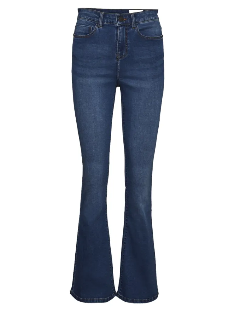 NMSALLIE HW FLARE JEAN VI021MB FWD NOOS medium blue denim